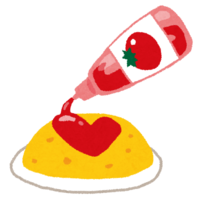 Heart-shaped ketchup omelet rice