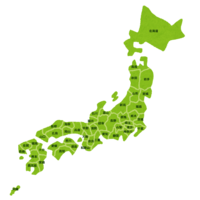 日本地図(都道府県の名前つき)