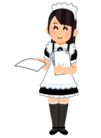 Maid handing out leaflets