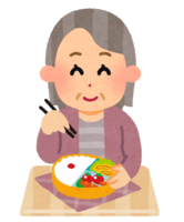Grandmother eating lunch