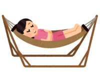 Person sleeping in a free-standing hammock (female)