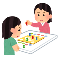 Person playing a board game (female)