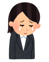 Crying female office worker (suit)