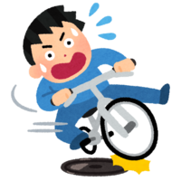 Bicycle sliding in a manhole