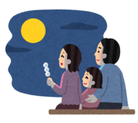 Family watching the moon