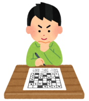 A person solving a crossword puzzle