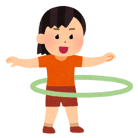 Child (girl) turning the hula hoop
