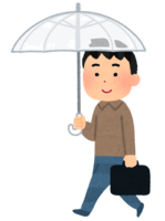 A person walking with an umbrella