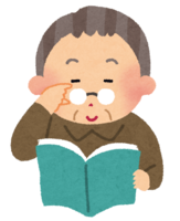 An old man reading a book with reading glasses