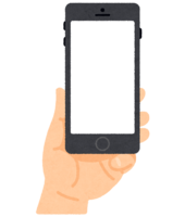 Hand holding a smartphone (with little finger)