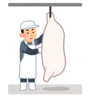 Person working at the meat center (carcass)