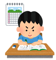 Boy doing homework during summer vacation
