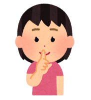 (Please be quiet) and a girl with her finger on her mouth