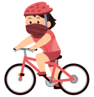 A person cycling with a mask (female)