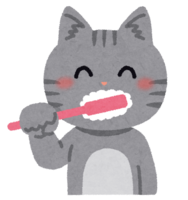 Character of a cat brushing teeth