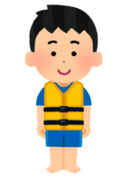 Boy wearing a life jacket