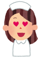 Facial expression of a female nurse (eyes are heart-question-sleep-shake)