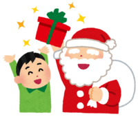 Santa Claus giving a present (boy)