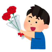 Boy sending rose flowers (Father's Day)