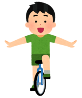 Child (boy) riding a unicycle