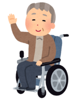 Person in an electric wheelchair