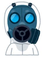 Person wearing a gas mask