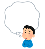 Worried person and speech bubble (male)