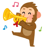 Monkey blowing a trumpet (Monkey year-Zodiac)