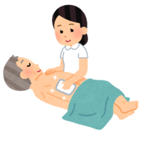 Nurse wiping the patient's body