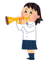 Female student playing the trumpet (brass band)