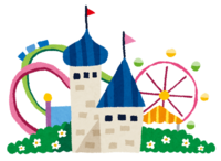 Amusement park (castle-roller coaster-ferris wheel)