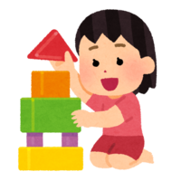 Children (girls) playing with blocks