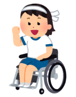 車椅子に乗って運動する人(女の子)