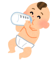 Baby drinking milk in a baby bottle