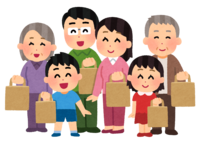 Large family with a shopping bag (paper bag)