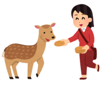 A person who raises a deer rice cracker to a deer