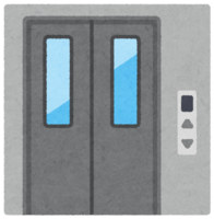 Elevator with closed door