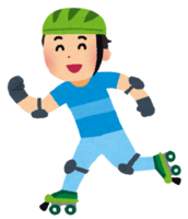 A person who slides on roller skates