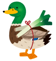 Duck carrying green onions