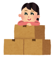 Moving (cardboard and girl)