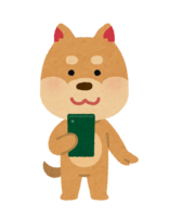 スマートフォンを使う犬のキャラクター