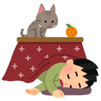 Person sleeping on a kotatsu
