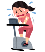 A person who rides an exercise bike hard