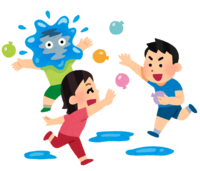 Children playing with water balloons
