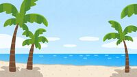 Palm trees and beach (background material)