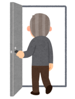 Person entering the door (grandfather)