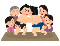 相撲を観戦する人たち(女性)