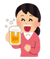 A person who drinks beer deliciously (female)