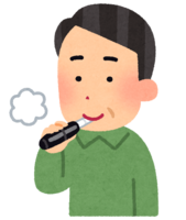 A person who smokes an electronic cigarette (middle-aged man)