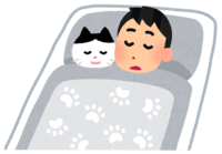 A person sleeping with a cat